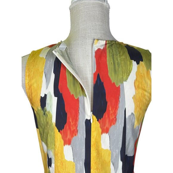 COS Women's 6 Watercolor Hi-low Midi Dress Cotton Sleeveless Swing Artsy Unique - Picture 6 of 10